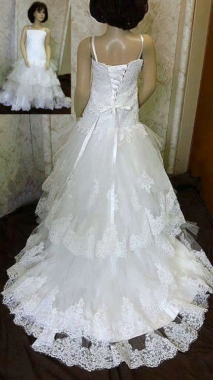 lace tiered flower girl dress